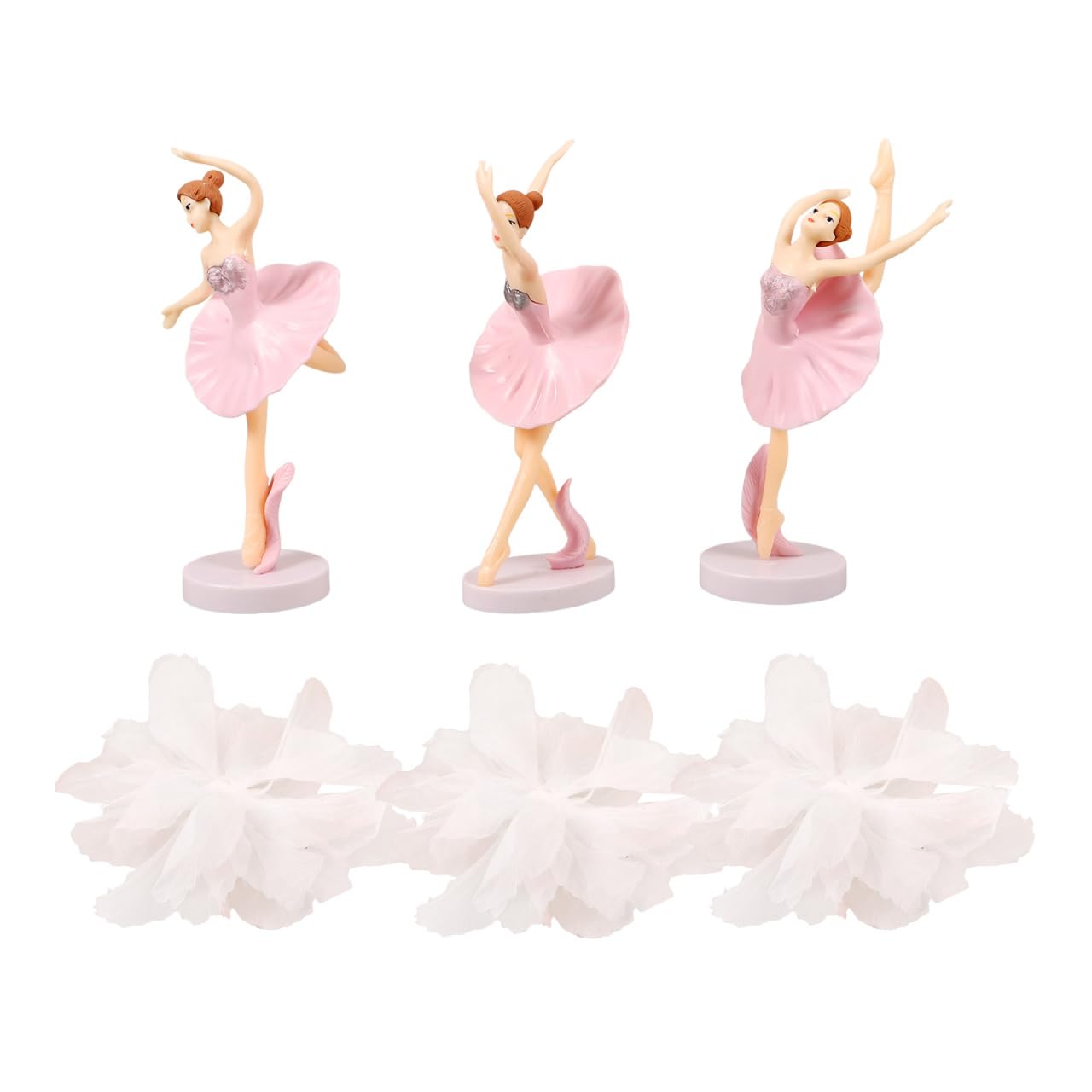 ERINGOGO 6Pcs Pink Ballerina Cake Decorations Set - Elegant Ballet Girl Figurines with Gauze Flower Toppers for Birthday Parties, Home Decor, and