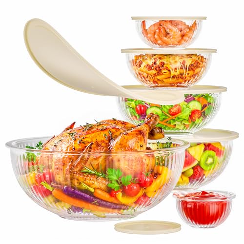 Set de 6 tazones de vidrio con tapas Jelife