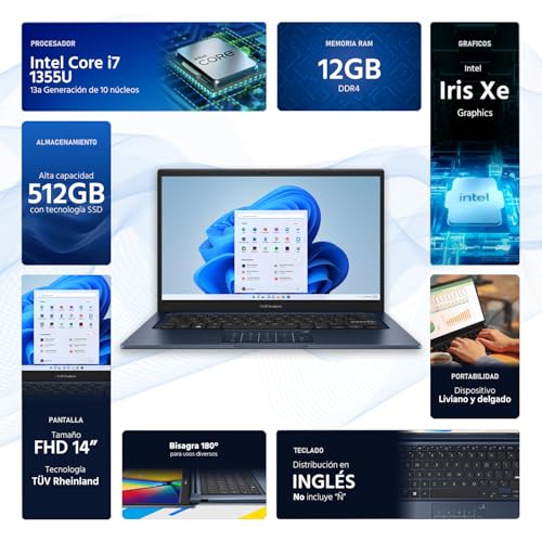 ASUS Vivobook 14 i7-1355U 12GB 512GB SSD Windows 11 miniatura 2