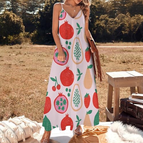 Robe Longue pour Femme Ete Imprimé Fruit - Robe Maxi Plage & Voyage - 2