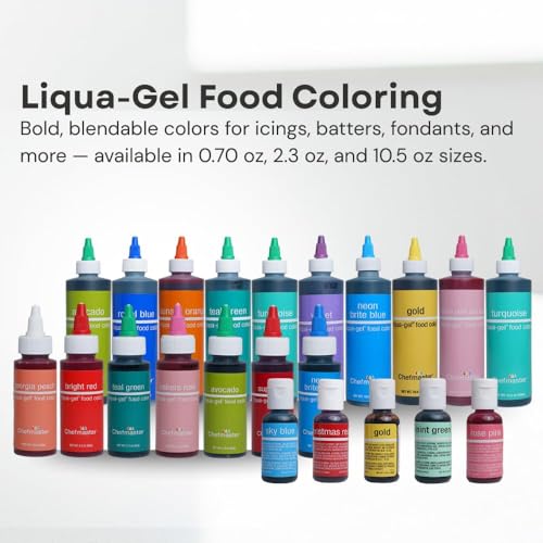 Image of Chefmaster Ivory Liqua-Gel Food Coloring | Vibrant Color | Professional-Grade Dye for Icing, Frosting, Fondant | Baking & Decorating | Fade-Resistant | Easy-to-Use | Made in USA | 2.3 oz (Pack of 2)