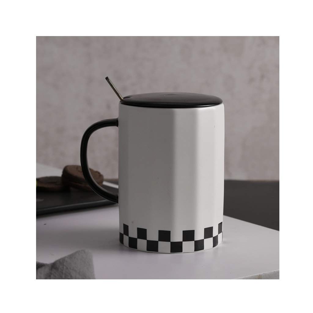 Tasse à café en céramique Motifs géométriques Simples Style Tasses en Porcelaine pour Eau/thé/Lait Cadeau créatif (A)