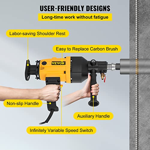 Happybuy Diamond Core Drill, 2180W 6"/160 Mm, 1600Rpm Variable Speed Core Drill Rig With Portable Case, Handheld Drilling Machine For Hard Stone, Concrete, Marble, Granite, Brick #TOP5