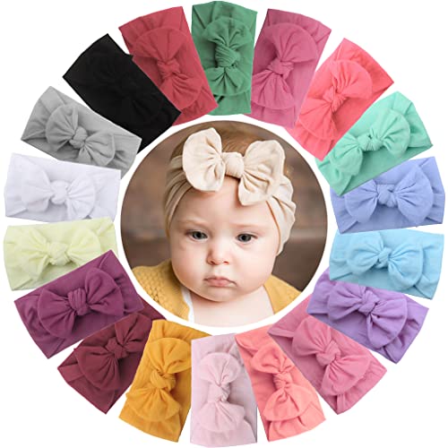 El Mejor Listado de Moños para Bebé que puedes comprar esta semana. 41 DeD 18 diademas de nailon para recién nacidos, lazos para el pelo, bandas elásticas suaves para recién nacidos, bebés y niños pequeños