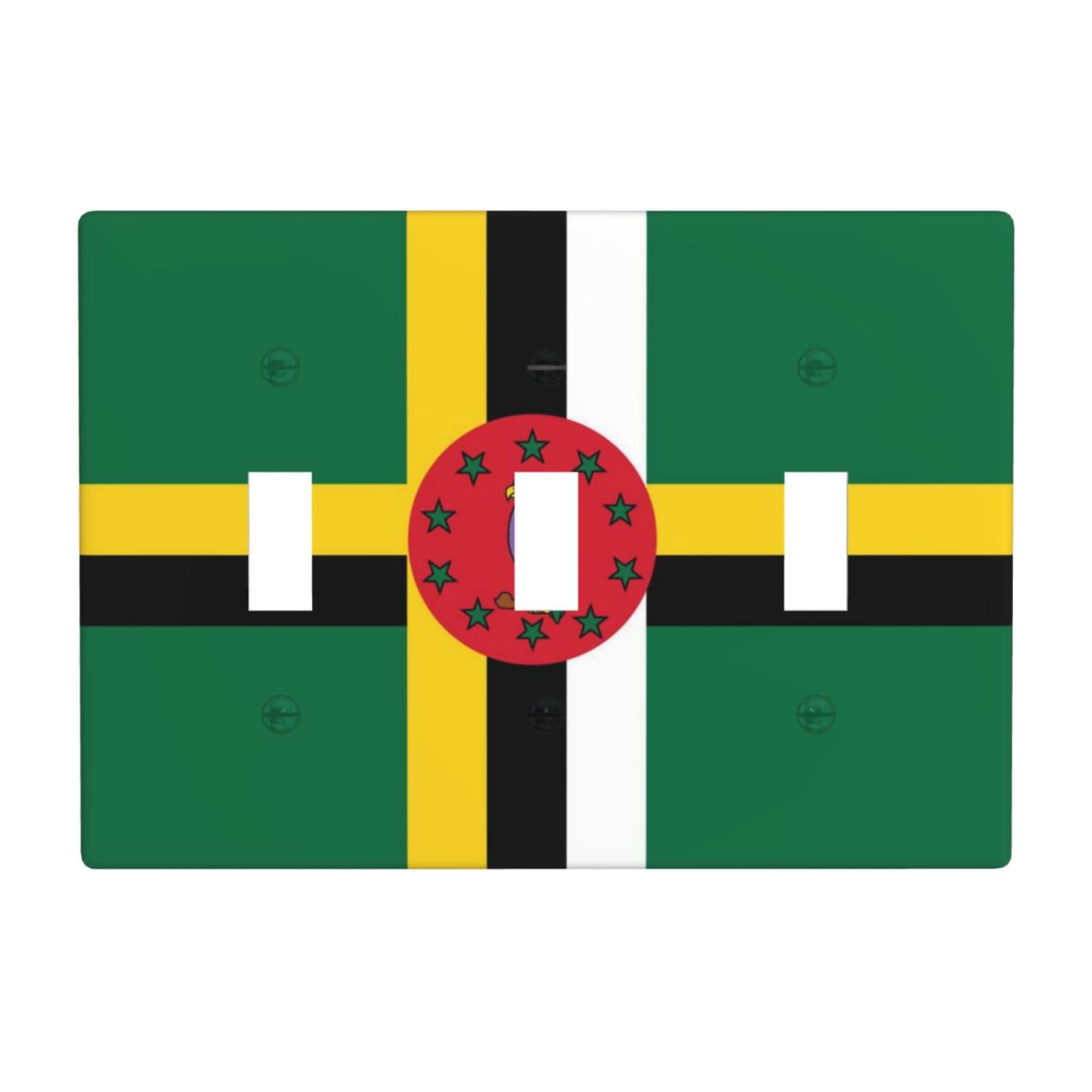 Flag of Dominica 3 Gang Switch Plate Cover-Unbreakable Polycarbonate Wall Plate, Heat Resistant Toggle Switch Decor for Home