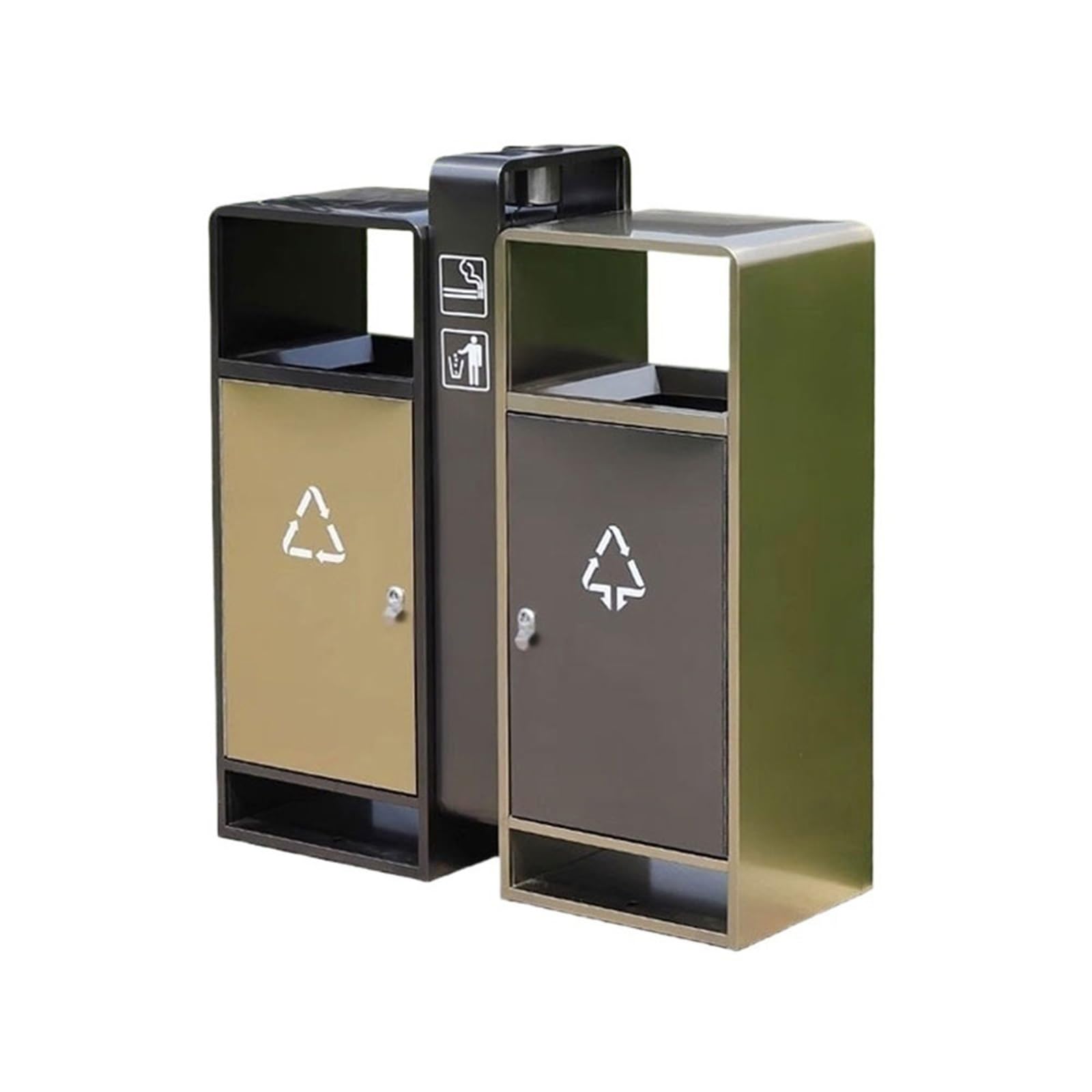 Grande contenitore per rifiuti Cestino for rifiuti doppio da esterno in acciaio inox, cestino for rifiuti leggero di lusso con posacenere Patio