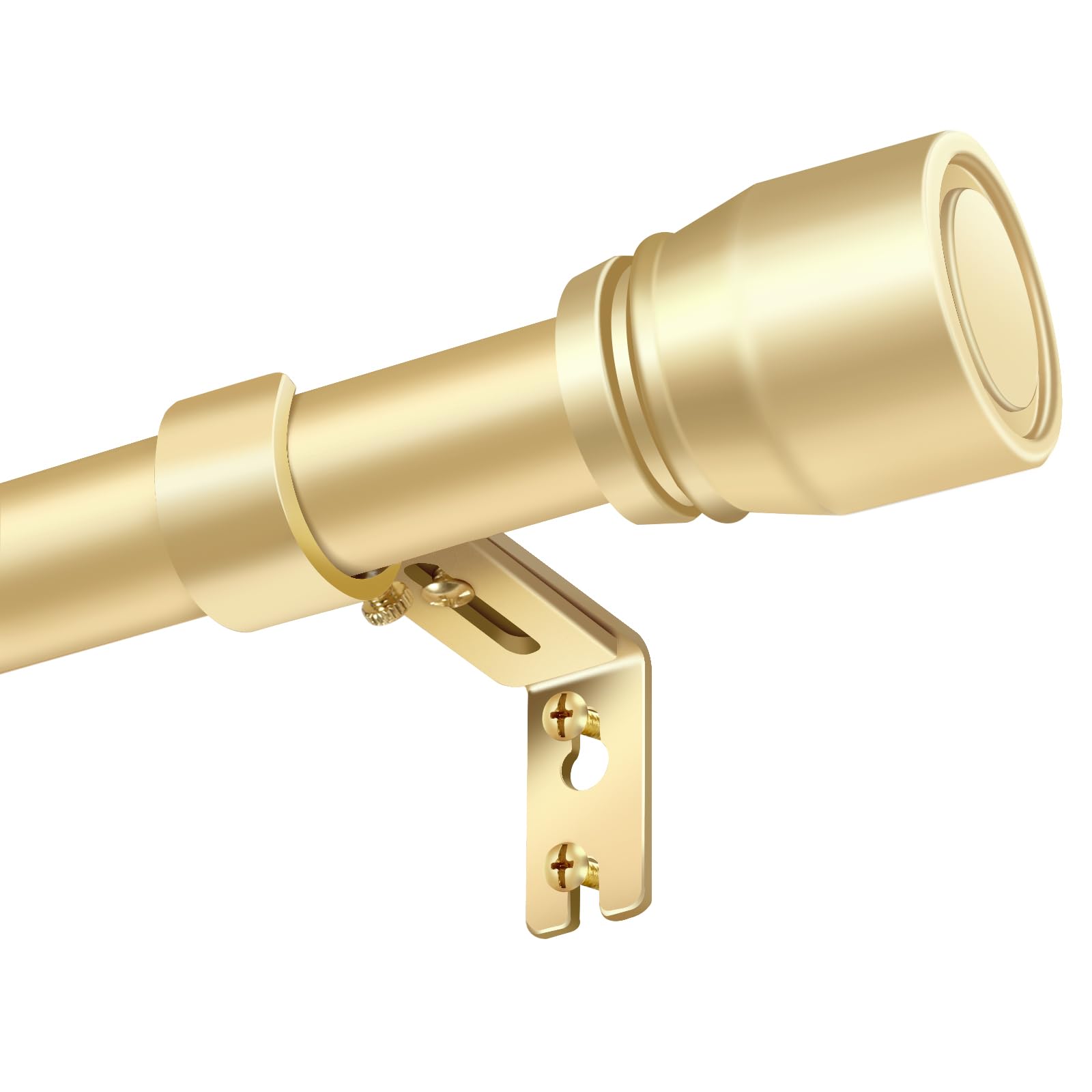 1” Diameter Gold Curtain Rod Itself is 30-90 Inch 2 Pack, Fit 30 to 84 Inch Windows with Heavy Duty Adjustable Telescopic Rod,Splicing Metal Extra Long Curtain Rod for Windows