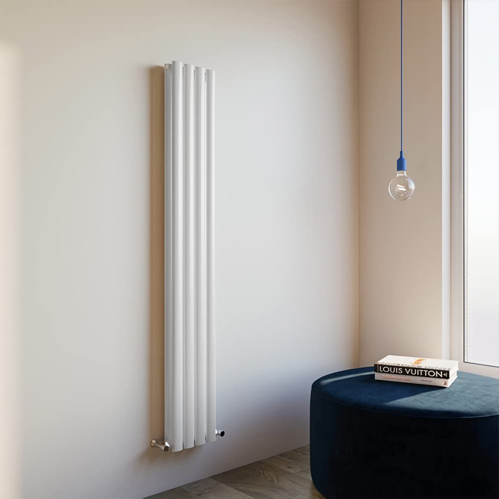 Oval Column Radiator 1600x236mm Vertical Design Double Central Heating White Rad