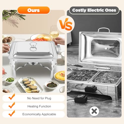 6L Chafing Dish Warmhaltebehälter Chafing Dish Set Speisenwärmer Edelstahl Buffetwärmer Catering Rechaud Gastronomie Wärmebehälter Selbstbedienungsherd für Catering, Buffet und Party – Bild 6