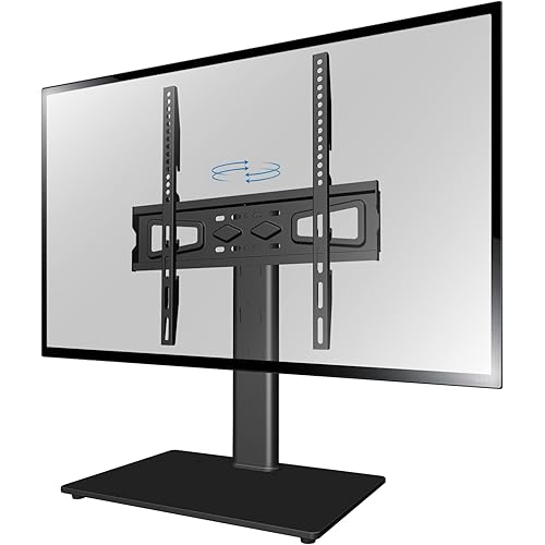 Universal Swivel TV Stand/Base Table Top TV Stand for 27 to 55 inch LCD LED TVs -Height Adjustable TV Base Stand TV Mount Stand with Tempered Glass Base & Wire Management,VESA 400x400mm