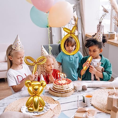 Image of 100PCS Metallic Gold Long Balloons for Balloon Animals | Gold 260 Balloons for Twisting, Skinny Modeling Balloons Supplies for Birthday Party Wedding Festival Decorations