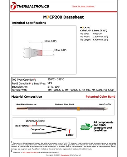 Image of Thermaltronics M7CP200 Chisel 30deg 2.5mm (0.10in) interchangeable for Metcal STTC-136P