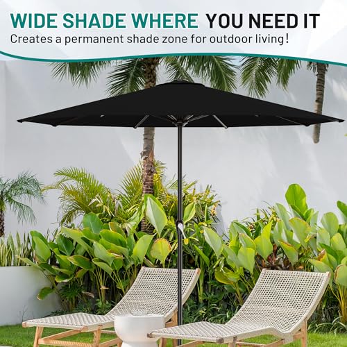Image of AreShark 12 FT Patio Umbrella for Outdoor, Outdoor Table Umbrella with Crank, Outdoor Patio Umbrellas with 8 Sturdy Ribs, Patio Umbrellas for Market, Garden, Pool (Black)