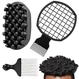 3 Pack Silicone Curling Hair Brush & Metal Afro...
