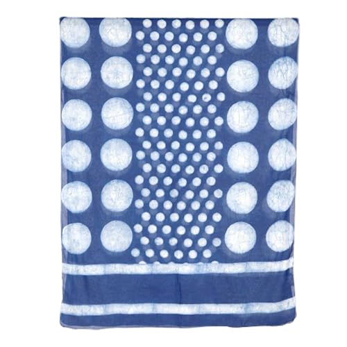 NOVICA Artisan Handmade Blockprinted Cotton Shawl Moon Motif from India Accessories Shawls White Travel Friendly ' Indigo Moons'