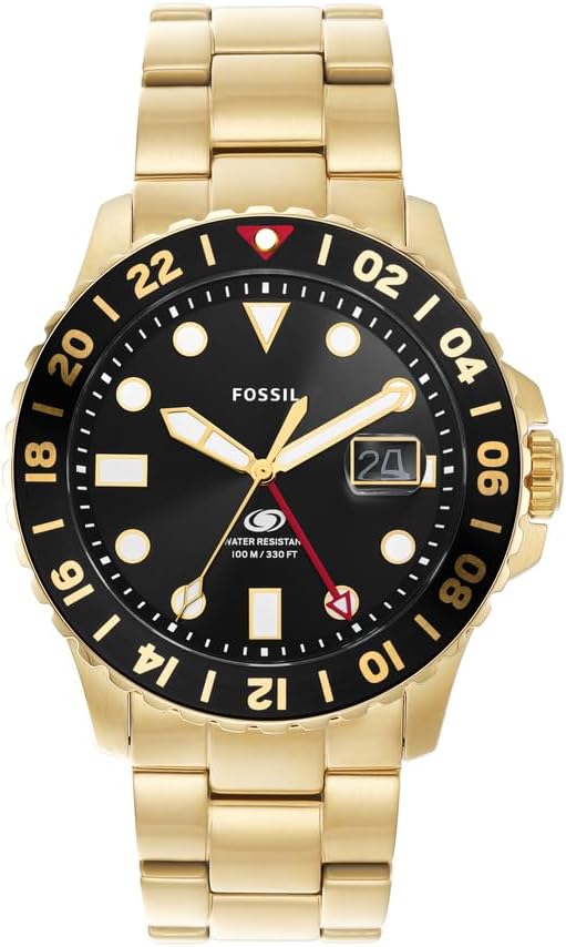 Blue GMT Gold-Tone Stainless Steel Watch - FS5990