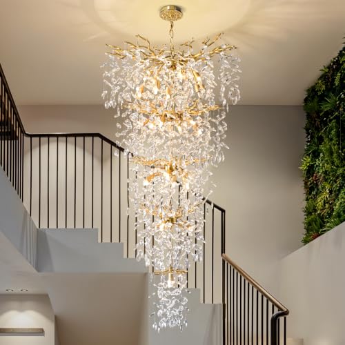 YUYI 118 inch Gold Tree Branch Crystal Chandelier