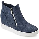 Journee Collection Women's Pennelope Sneaker Wedge Blue 10 Medium Womens US