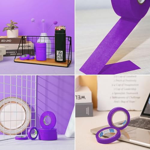 Image of 6 Rolls Fine Line Tape 1 /16, 1 /8, 1 /5, 2 /5, 1 /2, 3 /4 Inch x 55 Yard Fineline Masking Tape Painter Adhesive Automotive for DIY Car Auto Paint (Purple, Mixed Sizes)