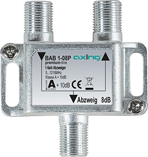 Axing Bab 1 – 08P Splitter a 1 Vie 8dB TV via cavo CATV Multi Media DVB-T2 classe A +, DB, 5 – 1218 MHz metallo