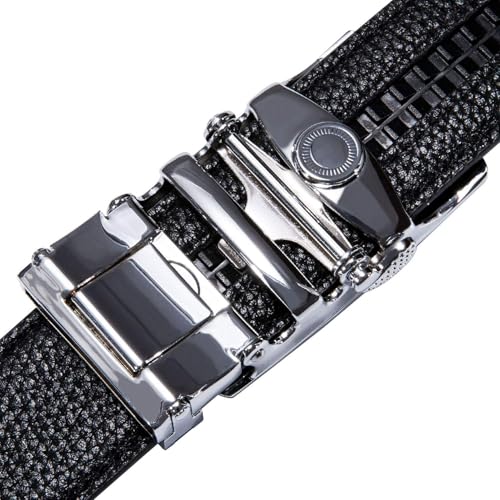 Image of Dubulle Designer Men's Belts, Ratchet Leather Sliding Buckle Dress Belt | 1 3 /8 inch(3.5cm) Genuine Leather Adjustable Strap, Automatic Ratcheting Buckles, Gift‑Boxed, Trim to Fit, for Business Casual