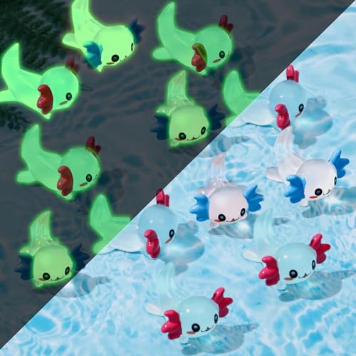 Lewtemi 12 Pieces Mini Resin Axolotl Charm Axolotl Tiny Animal Figurine Gifts Miniature Garden Landscape Aquarium Dollhouse Ornament Potted Plants Decoration DIY Crafts(Orange, Blue)