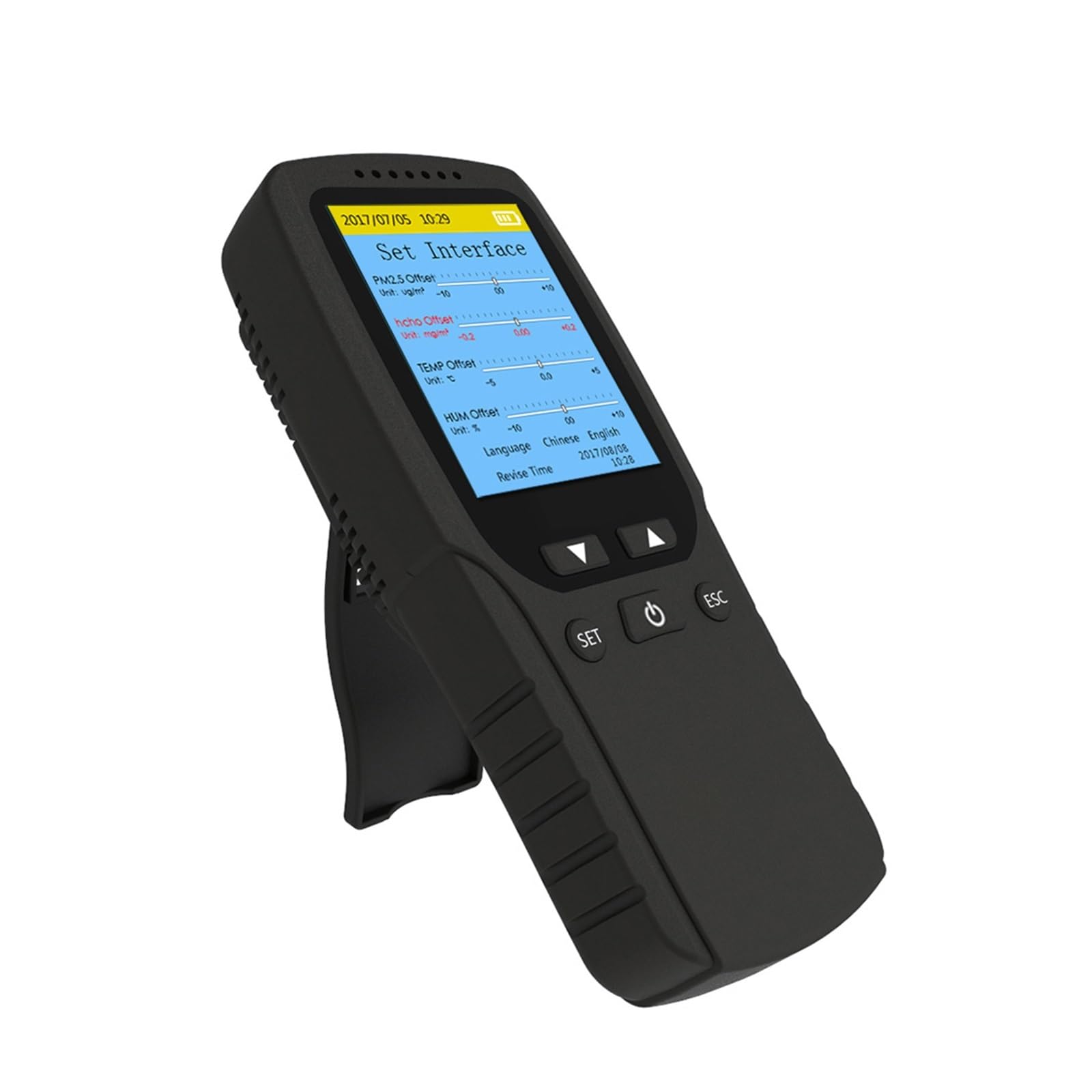 Detector de calidad del aire, Detector portátil PM2.5 termohigrómetro Detector de aire Digital analizador intelinte de calidad del aire Monitor de contaminación del aire del hogar