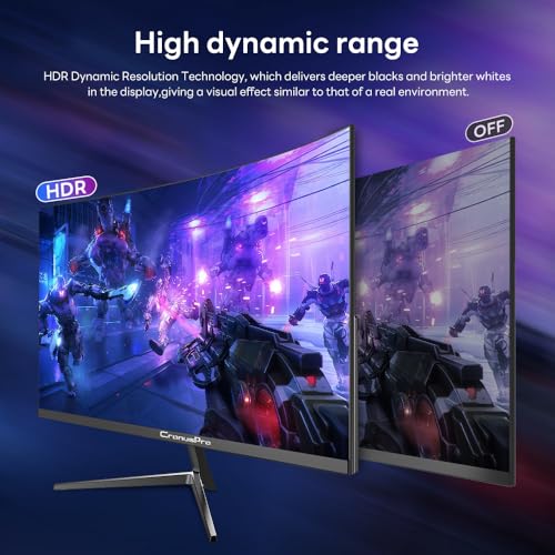 CronusPro 24 Inch Curved Gaming Monitor, FHD 1920 x 1080, 165Hz, 1ms MPRT, 1650R, VA Panel, 16:9, AMD FreeSync, HDMI/DisplayPort, VESA, sRGB 99%, HDR10, Eye Care, PC Monitor for Gaming Office Black - Image 5