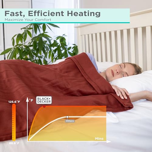 BLACK+DECKER Heated Blanket Electric Throw, Fleece Electric Blanket, Heating Blanket with 4 Heating Levels, 3H Timer, Auto Shutoff, Fast Heating (50x60 inches, Cream) - Image 4