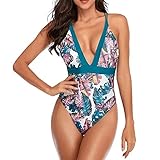 traje de baño femenino sexy：Sexy escote en V profundo, diseño de elementos florales sencillos, corte de pierna alto, que pone en marcha líneas sexy, sexy y seguro.