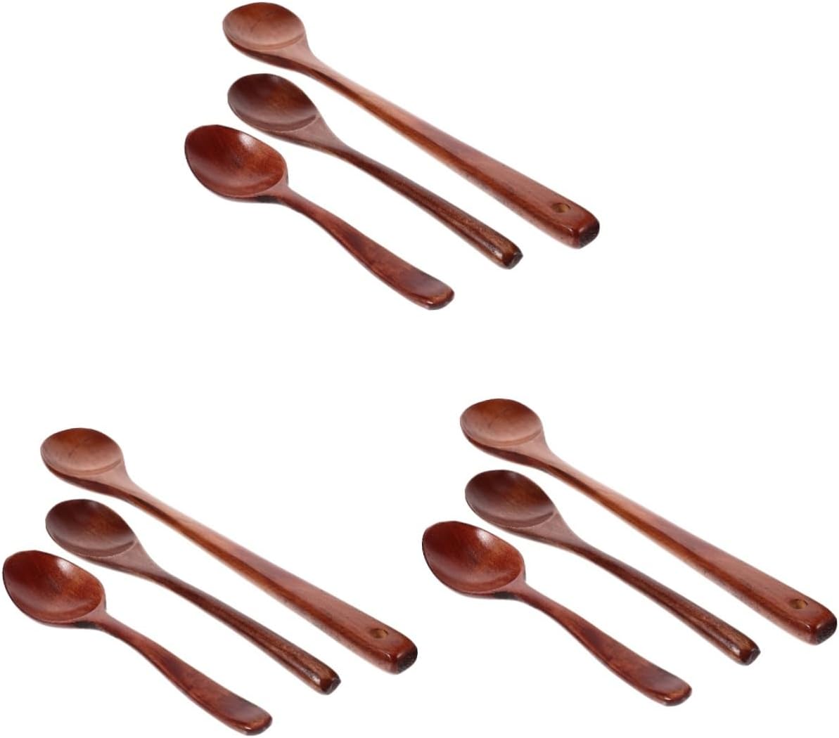 Hemoton 9pcs Wooden Spoon Handle Dessert Spoon Soup Ladle for Cooking and Serving for Mixing Tasting and Serving Desserts and Sauces