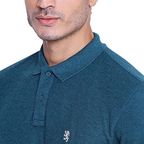 Image of Red Tape Men's Green Melange Collared T-Shirt