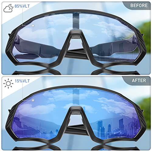 Kapvoe Photochromic Cycling Glasses Men Women Mountain Bike Sunglasses Clear Mtb Bicycle Riding #TOP2