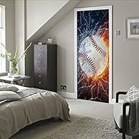 Stickers Porte Trompe Loeil 77x200cm(30.31 Inches * 78.74 Inches)Blanc Fleurs Sticker Porte Trompe L'oeil Effect 3D Intérieure Muraux PVC Stickers Pour Décoration Mur Salon Cuisine Chambre Salle De Ba