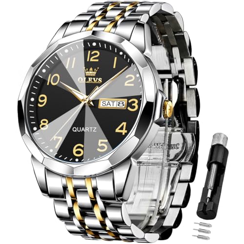 Image of OLEVS Watch for Men Simple Business Dress Analog Stainless Steel Waterproof Luminous Date Easy Read Men Wrsit Watch