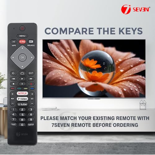 Image of 7SEVEN Compatible with Philips Smart TV Remote Suitable Only on 32PHT6815 /94 43PFT6815 /94 50PFL6870 /V7 32PHT5813S /94 43PFT5813S /94 50PUT6103S /94 Model's - No Voice Command