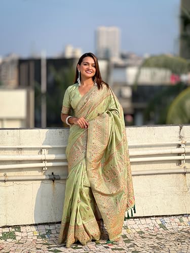 Image of Original Pashmina Kashmiri Silk Zari Woven Saree