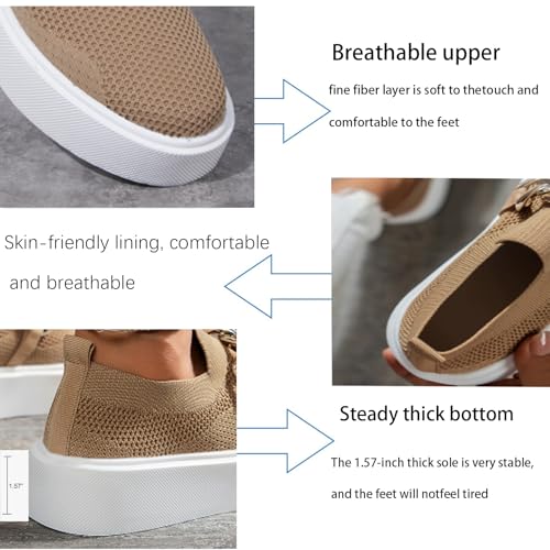 Women's Platform Slip-On Sneakers – Fashion Breathable Mesh Walking Shoes with Metal Chain, Lightweight Wedge Loafers for Nurses, Standing All Day, Orthopedic Casual Work Shoes4