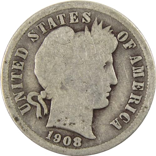 1908 Barber Dime G Good Silver 10c Coin