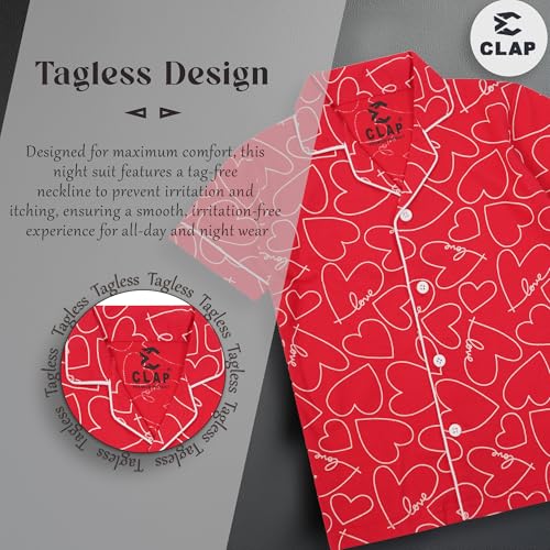Image of CLAP Kids Cotton Printed Half Sleeves Night Suit
