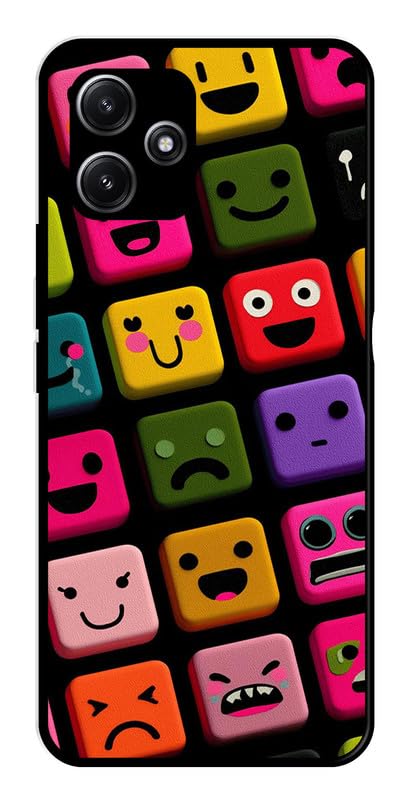 TUKON | Compatible for Redmi 12 5G Mobile Phone Back Cover case for Metal | for Boys Girls |Roblox Faces Design Printed Soft Rubber Sides with Camera Protection Toy Review India (Iknoor World )