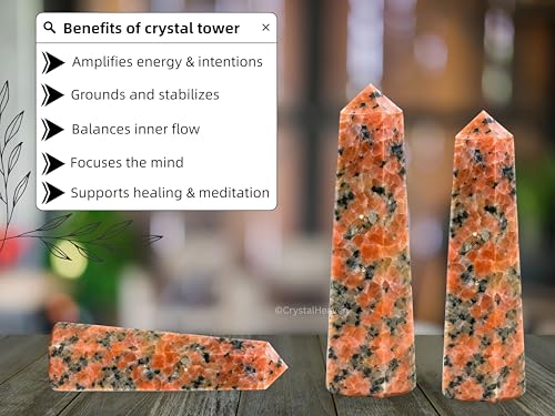 Image of Certified Pink Calcite Crystal Tower Obelisk Point for Chakra, Healing and Balancing - AAA Grade Original Certified Gemstone Agate for Reiki Meditation Yoga Spiritual (2-3 Inches)