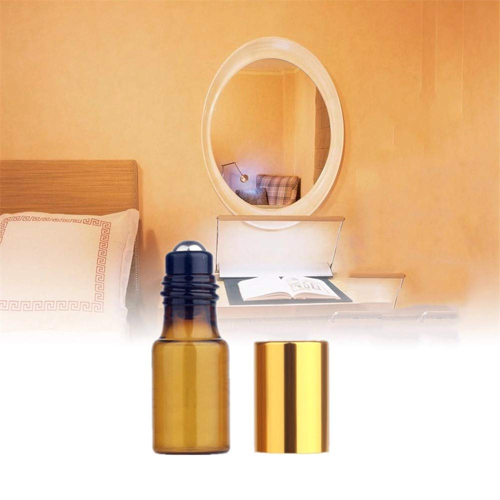 Roll On Vuoto per Oli Essenziali Porta Profumo da Viaggio Bottiglie Roller per Oli Essenziali Fragranza di Bottiglie di Vetro Gold