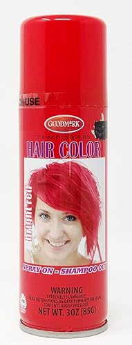 Spray temporal de color rojo brillante para el cabello, lavar - 3.00 oz