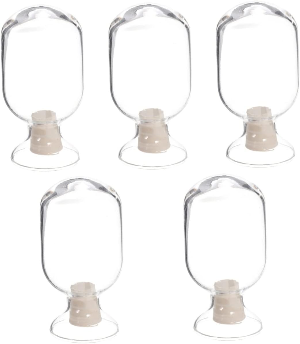 ARTIBETTER 5pcs Laboratory Bottle Sample Striker Storage Cork Display in A Round Holder Favor Arts Jar with Glass Match or Bathroom Transparent Project Cloche for Specimen Ml Experiment