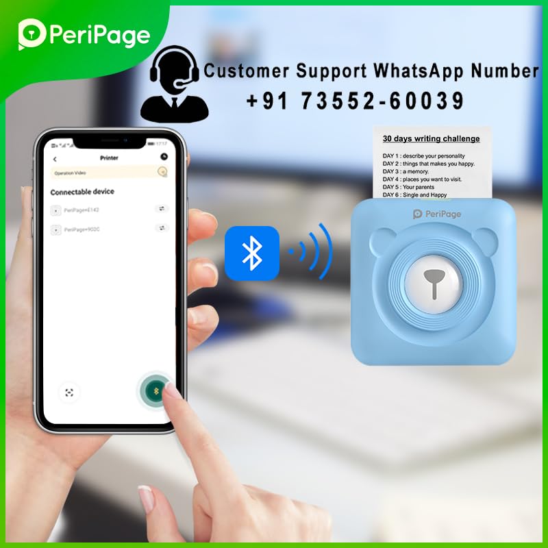 Image of PeriPeri PeriPage A6 Mini Thermal Printer (1Year Warranty) Inkless Bluetooth Pocket Printer for Print Picture List Memo Tags Barcode Receipt Labels. (Blue)
