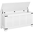 DWVO Storage Bench with Storage, 47.2" Wooden Trunk, Storage Chest with Safety Hinges for Living Room, Entryway, Bedroom