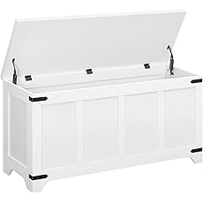 DWVO Storage Bench with Storage, 47.2" Wooden Trunk, Storage Chest with Safety Hinges for Living Room, Entryway, Bedroom