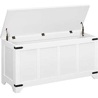 DWVO Storage Bench with Storage, 47.2" Wooden Trunk, Storage Chest with Safety Hinges for Living Room, Entryway, Bedroom