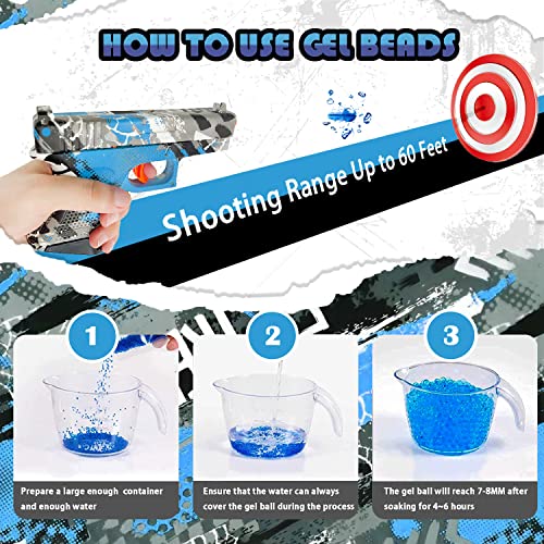 Wazg Gel Ball Blaster Pistol Manual, Mini Splatter Ball Toy Gun With Water Gel Beads, Great For Kids Outdoor Team Shooting Games Blue #TOP3